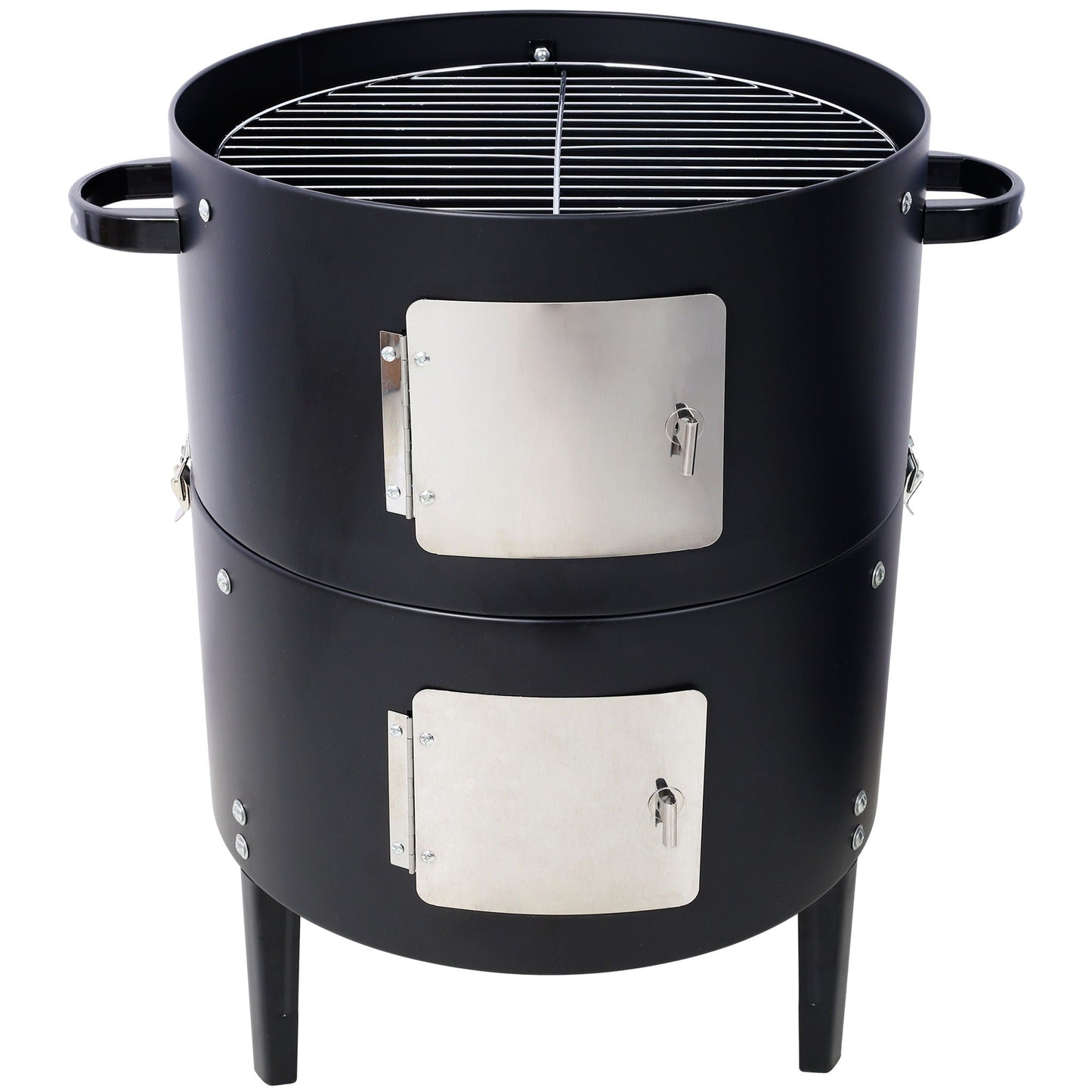 Heavy Duty Round Steel Charcoal Grill and Smoker