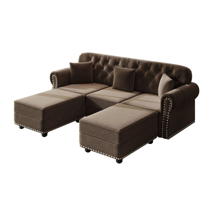 Upholstered Sofa Set with Nailhead and Pillows