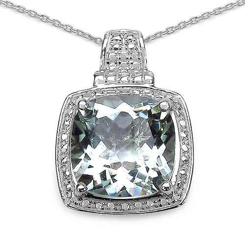 5.50 Carat Green Amethyst Pendant in .925 Sterling Silver with pavé halo by Bids.com on Tampa Home & Garden Store
