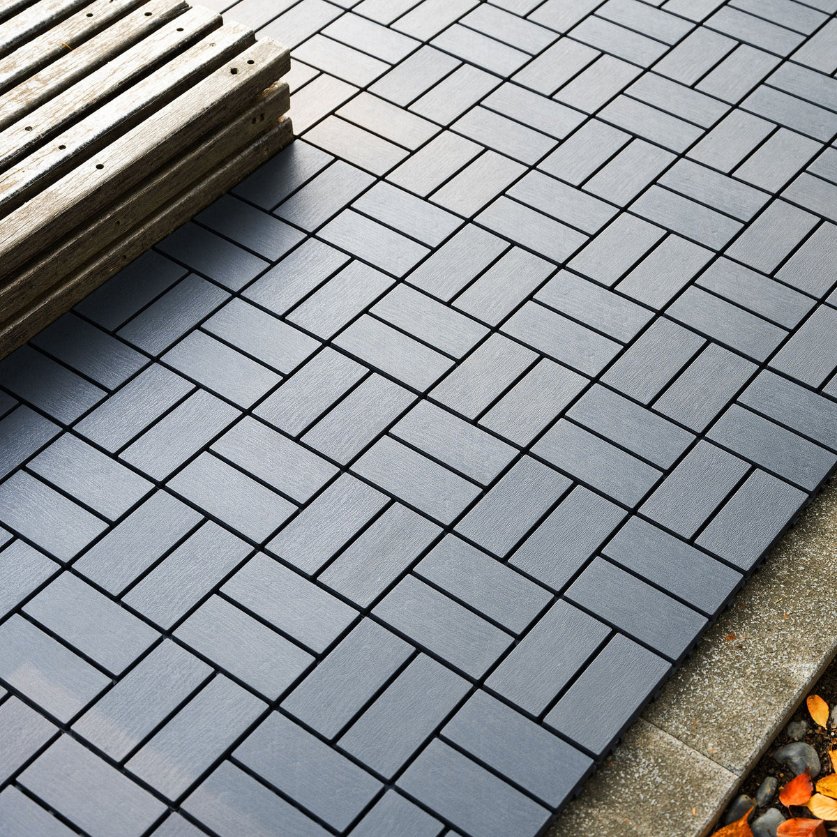 Interlocking deck tiles 44-pack dark gray with easy installation for patios on Tampa Home & Garden Store
