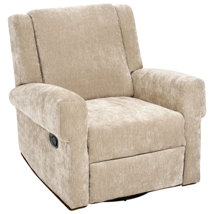 Manual recliner chair with swivel rocker function in beige upholstery, dual recline angles on Tampa Home & Garden Store