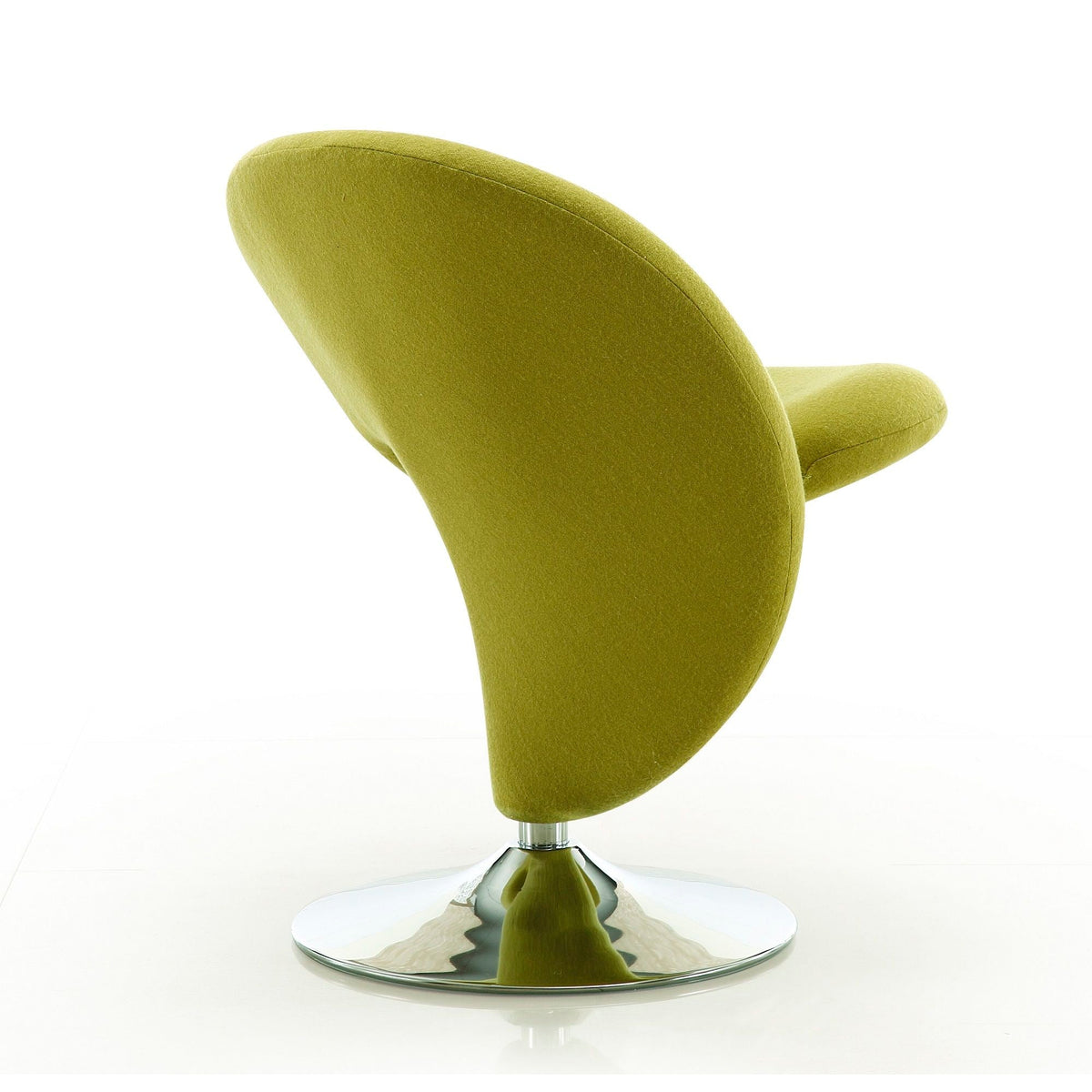 Swivel Lounge Chair with wool blend upholstery in olive green, chrome pedestal base HouseOfZazla on Tampa Home & Garden Store