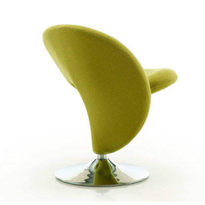 Swivel Lounge Chair with wool blend upholstery in olive green, chrome pedestal base HouseOfZazla on Tampa Home & Garden Store