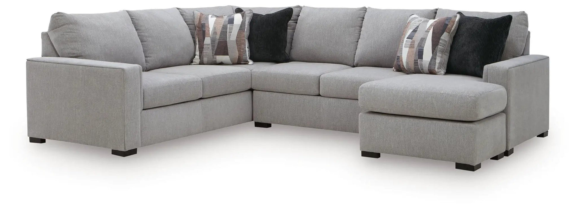 Lakepoint Sectional by Unique Piece Furniture, light gray fabric with right chaise on Tampa Home & Garden Store