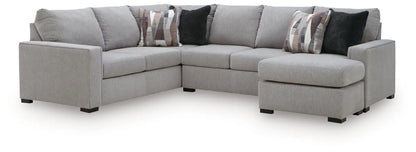 Lakepoint Sectional by Unique Piece Furniture, light gray fabric with right chaise on Tampa Home & Garden Store