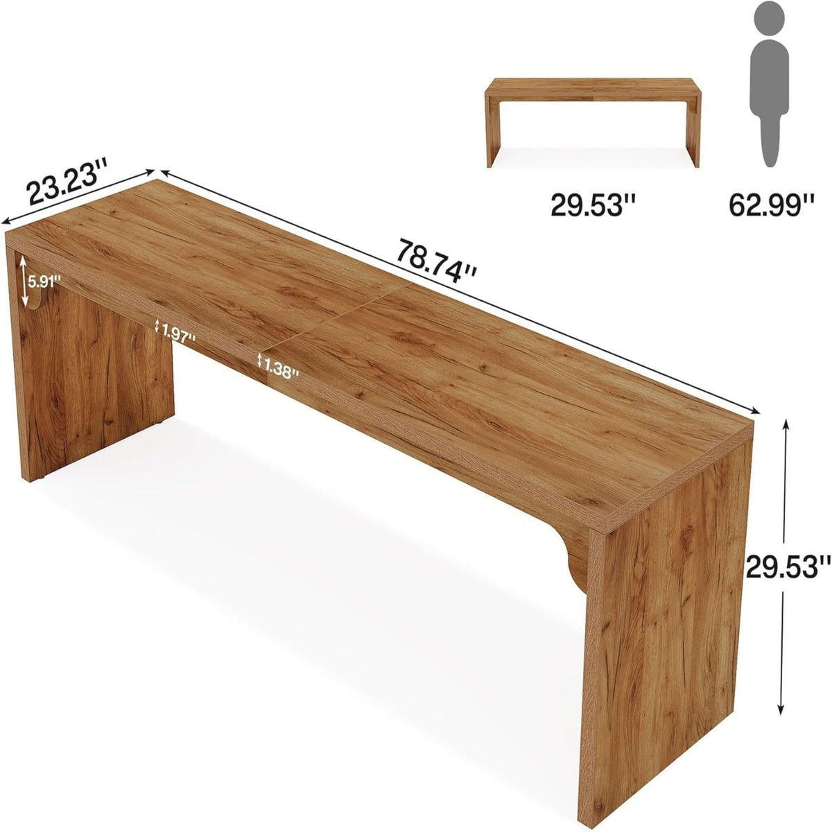 Extra Long 2 Person Computer Desk light brown wood heavy-duty frame HouseOfZazla power stations on Tampa Home & Garden Store