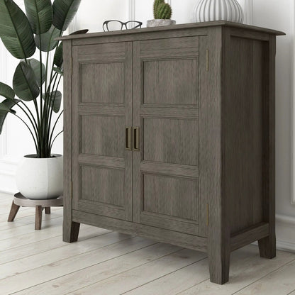 Burlington Handcrafted Low Storage Cabinet gray wood finish with paneled doors on Tampa Home & Garden Store