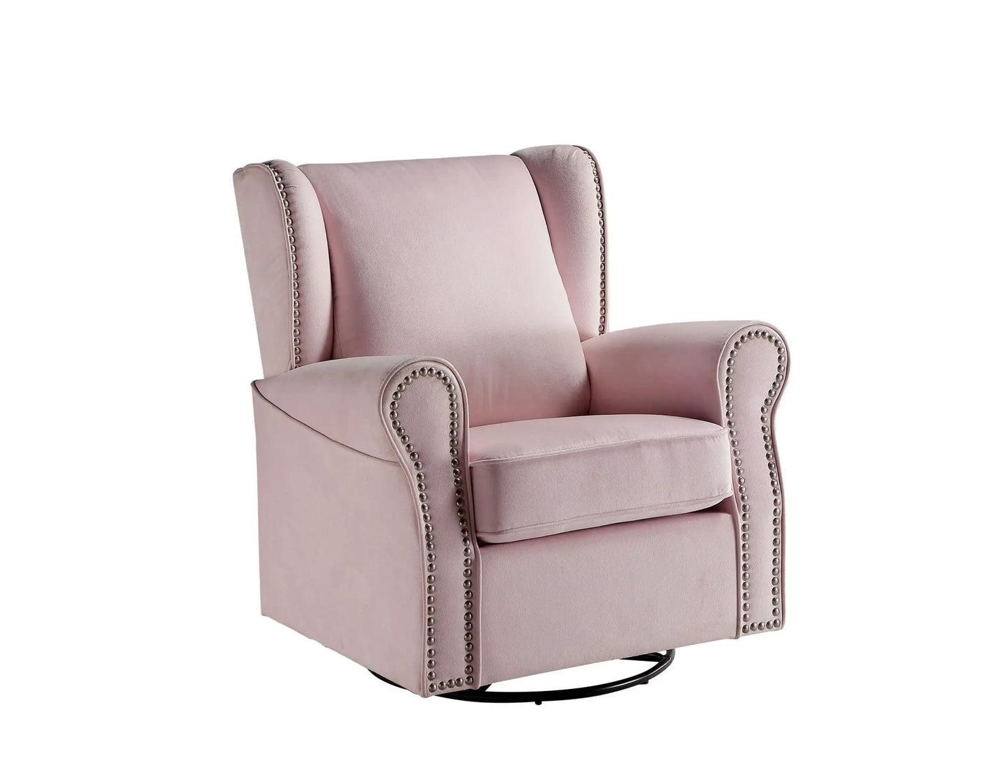 Tamaki Glider Chair with Swivel Pink Upholstery