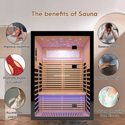 Double infrared sauna by HouseOfZazla with epoxy plates, black exterior & natural wood on Tampa Home & Garden Store