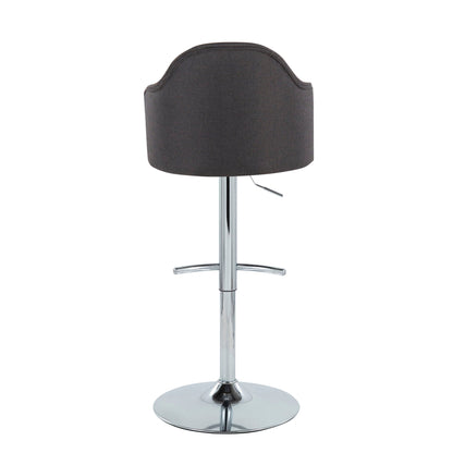 Contemporary adjustable barstool with charcoal fabric, swivel and chrome pedestal base on Tampa Home & Garden Store