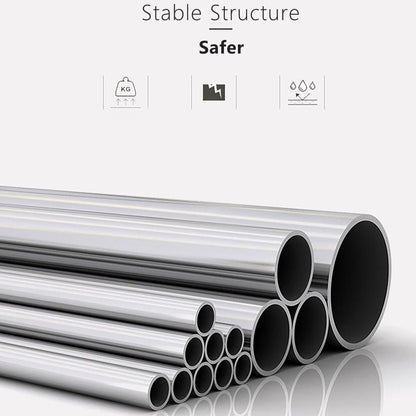 Industrial metal pipes in a neat stack, shiny silver aluminum tubing, hollow ends on Tampa Home & Garden Store