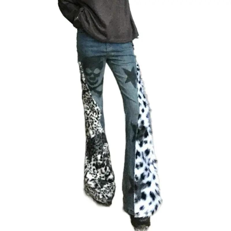 Retro washed skinny jeans with skull leopard print side panels FLIPSTYLEZLLC on Tampa Home & Garden Store
