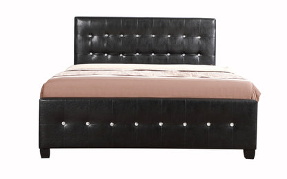 Stylish Transitional Bed by HouseOfZazla, black faux leather bed with crystal buttons on Tampa Home & Garden Store