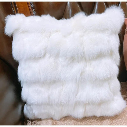 French Magnolia faux fur sofa pillow cover, white plush square cushion FLIPSTYLEZLLC on Tampa Home & Garden Store