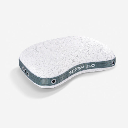 BedGear Storm Cuddle Curve Pillow 3.0 backrest pillow with white quilted cover and teal band on Tampa Home & Garden Store
