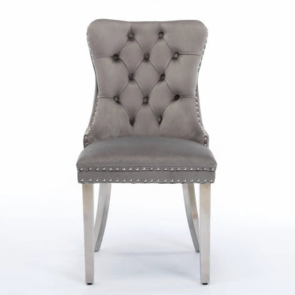 Nikki Contemporary Upholstered Dining Chair grey tufted back with nailhead trim on Tampa Home & Garden Store