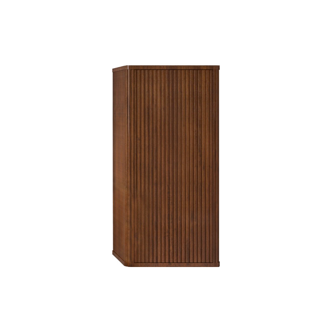 Striped walnut bathroom linen cabinet, floating side cabinet with push-open door, HouseOfZazla on Tampa Home & Garden Store