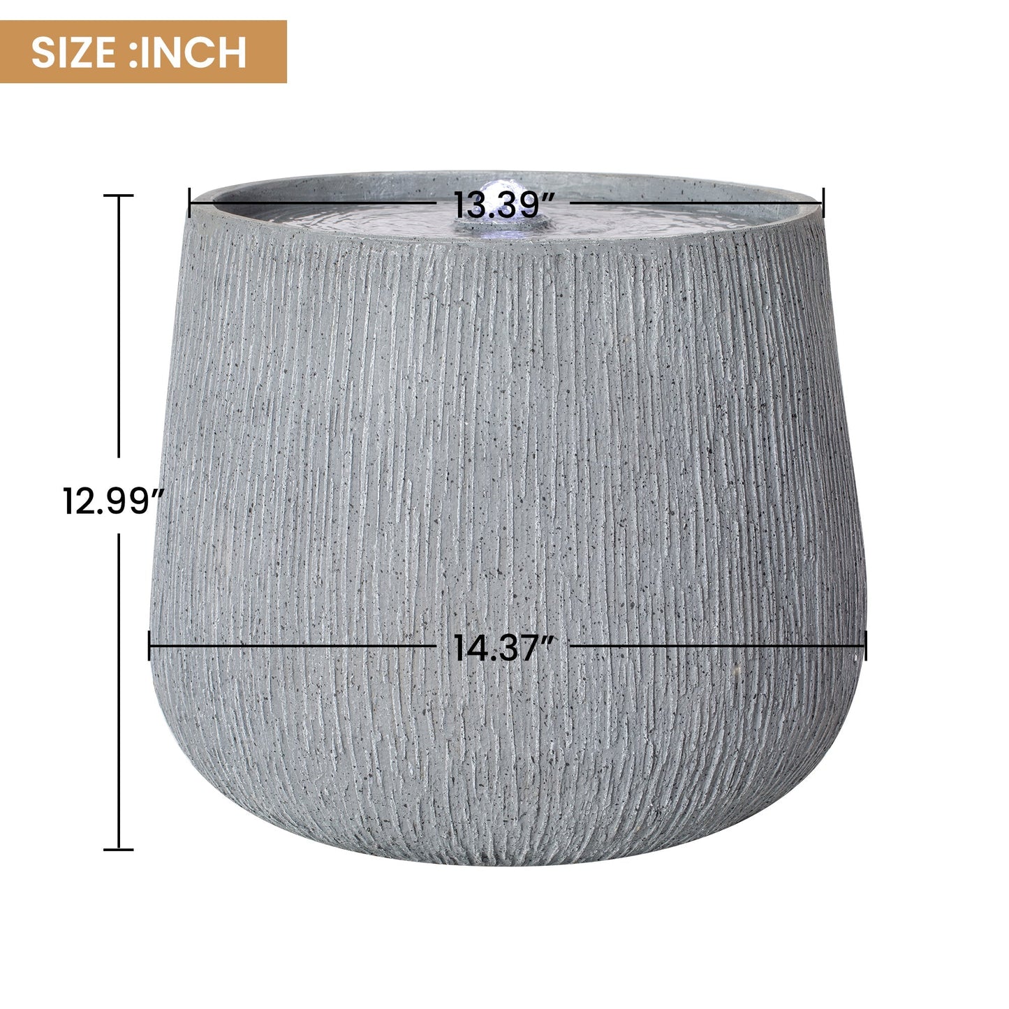 12.99-inch gray polyresin outdoor water fountain with LED light by HouseOfZazla on Tampa Home & Garden Store