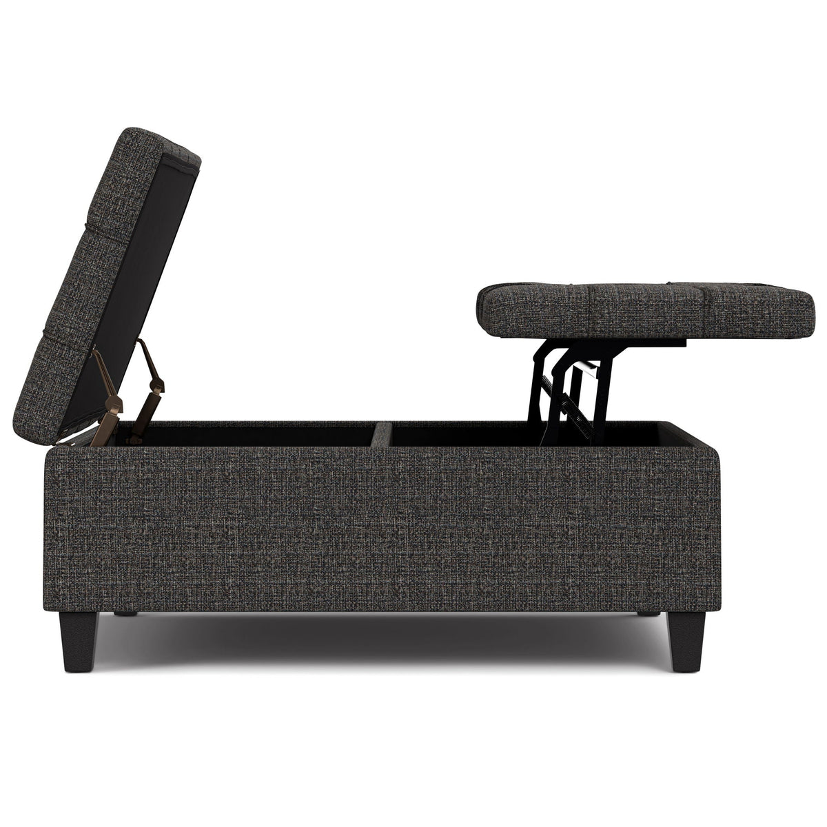 Harrison Tufted Lift Top Ottoman in gray fabric with lift-top storage by HouseOfZazla on Tampa Home & Garden Store