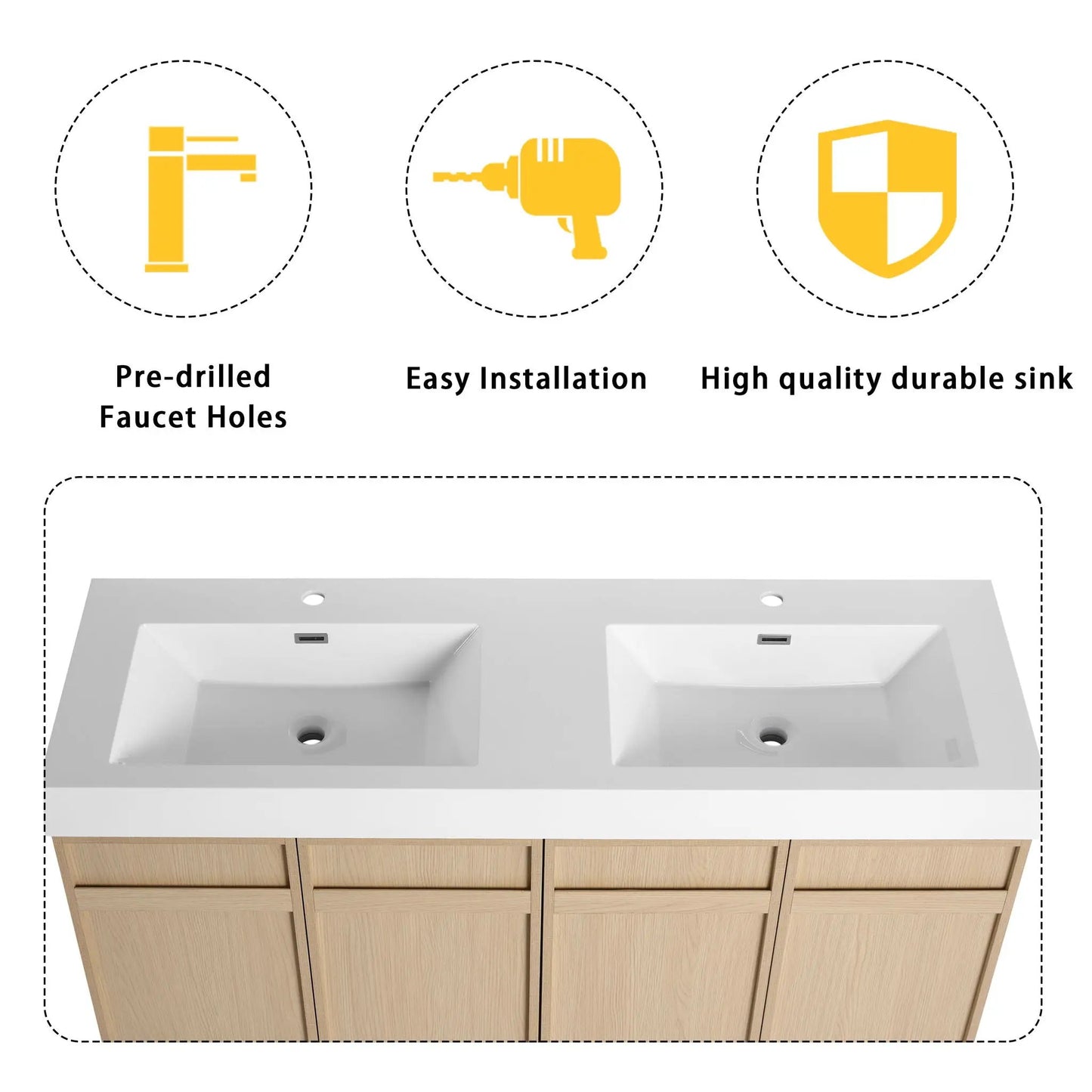 Freestanding Bathroom Vanity with Resin Sink
