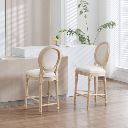 French Country 26'' Height Bar Chairs, set of 2 with wood frames and upholstered seats on Tampa Home & Garden Store