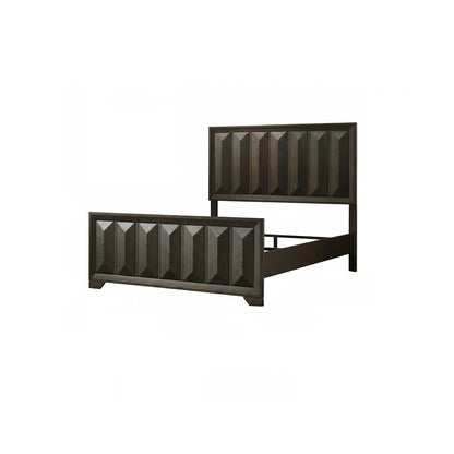3 Piece Bedroom Set bed with faceted panel headboard and footboard in dark wood on Tampa Home & Garden Store