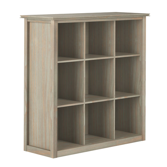 Large wood cube storage organizer with cubbies in weathered wood finish on Tampa Home & Garden Store
