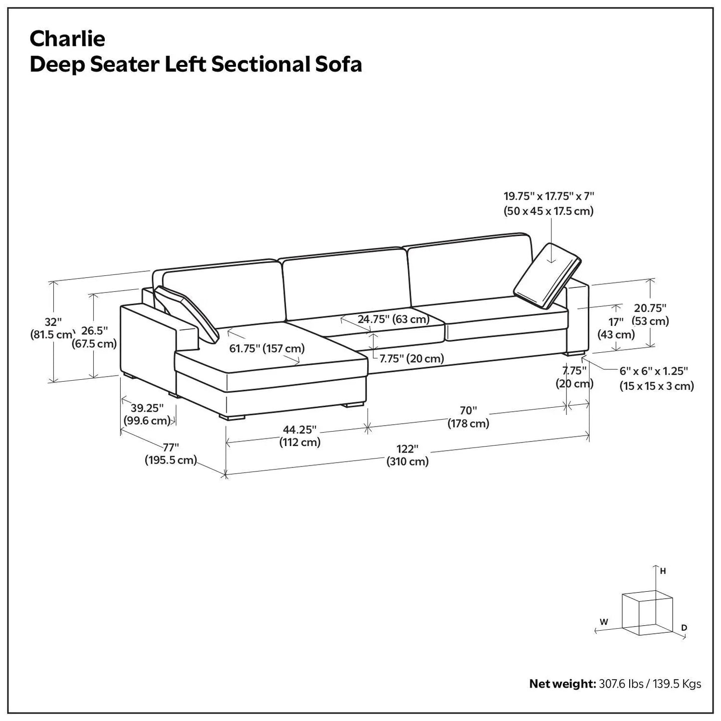 Charlie Upholstered Deep Seater Sectional Sofa