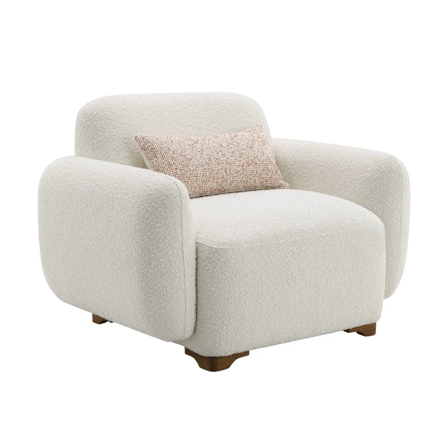 Darius Boucle Accent Chair with Toss Pillow Beige
