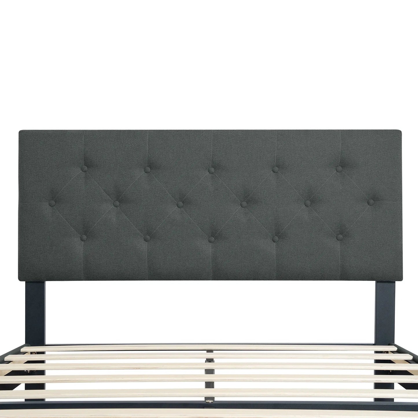 Modern Upholstered Platform Bed Tufted Headboard