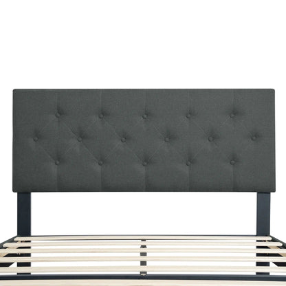 Modern Upholstered Platform Bed Tufted Headboard