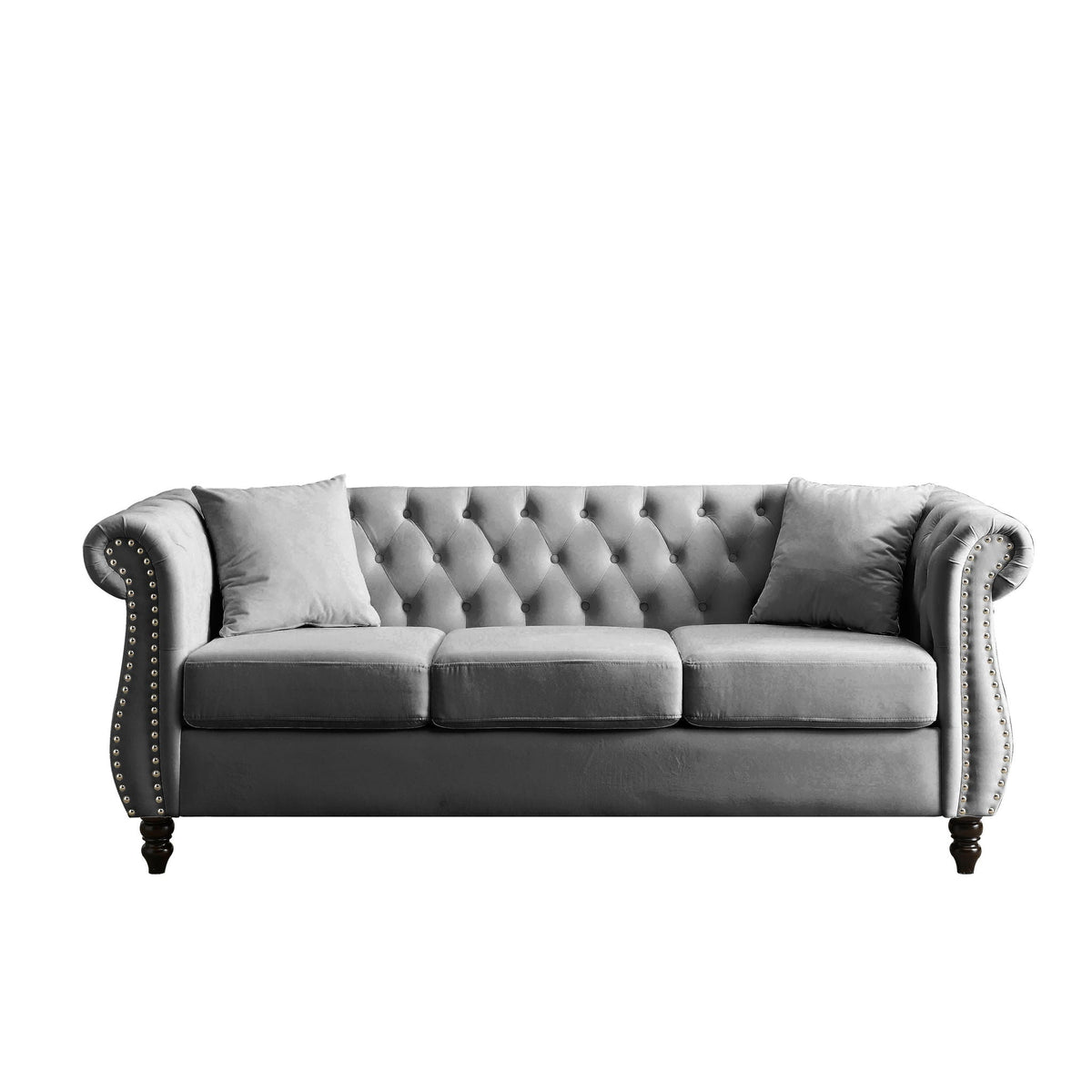 Chesterfield Sofa With Nailhead Trim and Cushions