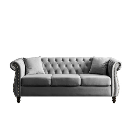 Chesterfield Sofa With Nailhead Trim and Cushions