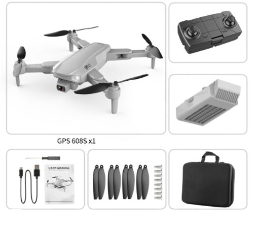 GPS dual camera drone gray body with remote controller and 6 spare propellers pack case on Tampa Home & Garden Store