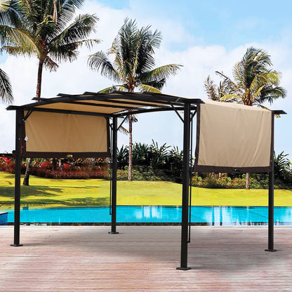 Outdoor Patio Pergola Gazebo Retractable Canopy