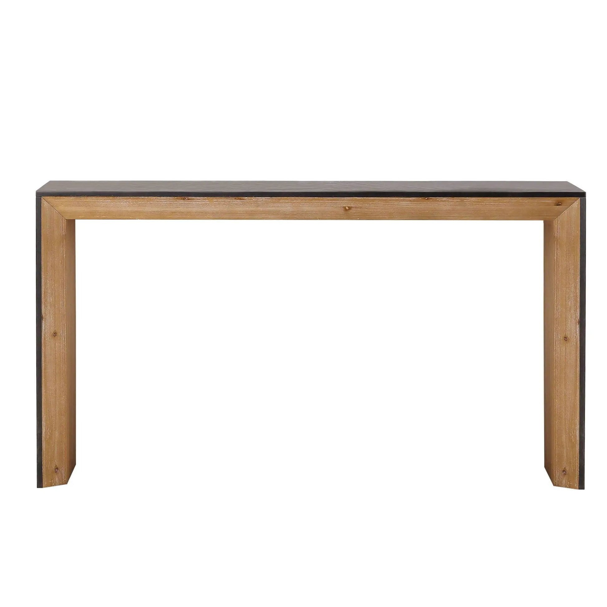 Modern Console Table by Unique Piece Furniture with natural wood frame and black trim on Tampa Home & Garden Store