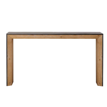 Modern Console Table by Unique Piece Furniture with natural wood frame and black trim on Tampa Home & Garden Store