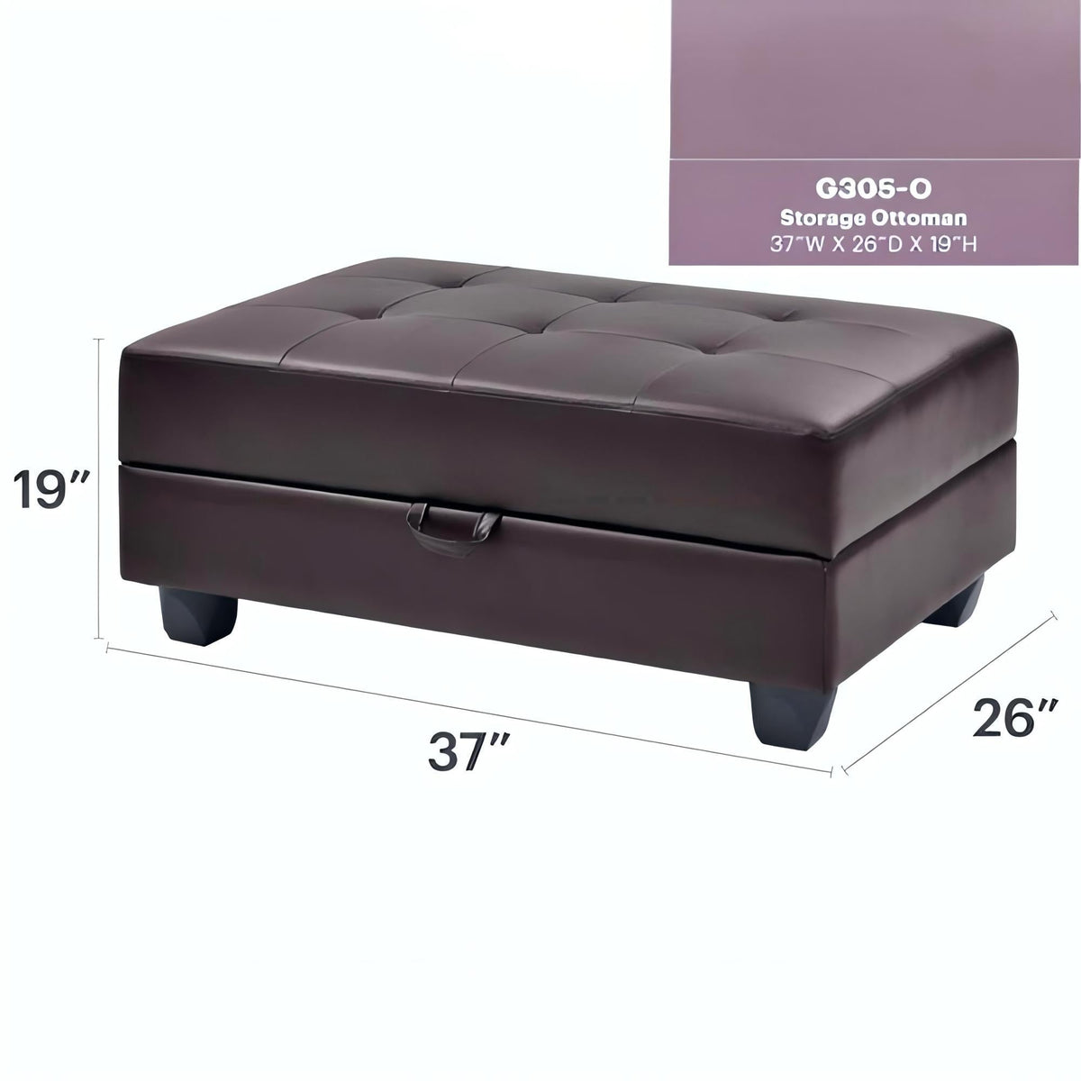 Dark brown tufted storage ottoman Revere by HouseOfZazla on Tampa Home & Garden Store