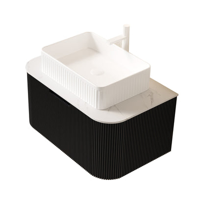 DINA 30-inch bathroom vanity and sink by HouseOfZazla, white sink with black ribbed base on Tampa Home & Garden Store
