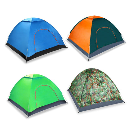 GemGear 4-person pop-up camping tent set of 4 in blue, orange/green, neon green, and camo on Tampa Home & Garden Store