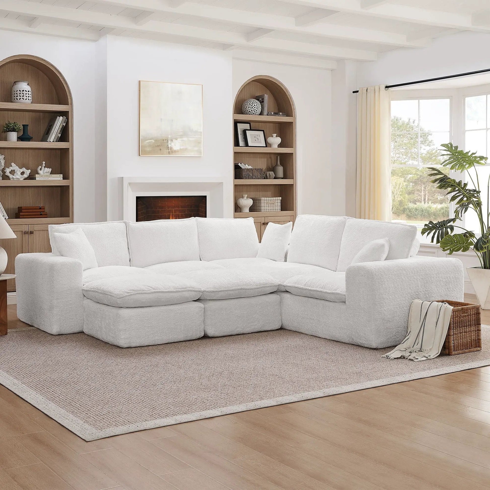 Sectional sofa with moveable ottoman, 3-piece set by Unique Piece Furniture in light gray on Tampa Home & Garden Store