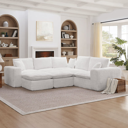 Sectional Sofa With Moveable Ottoman, light gray fabric, 3-piece set by HouseOfZazla on Tampa Home & Garden Store