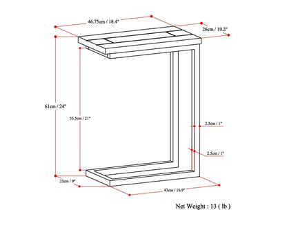 Skyler C Shaped Side Table for Living Room