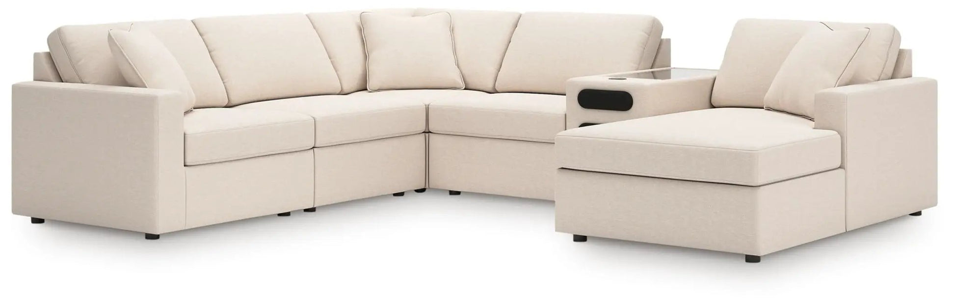 Modmax Sectional Oyster stationary beige fabric sofa with chaise by Unique Piece Furniture on Tampa Home & Garden Store