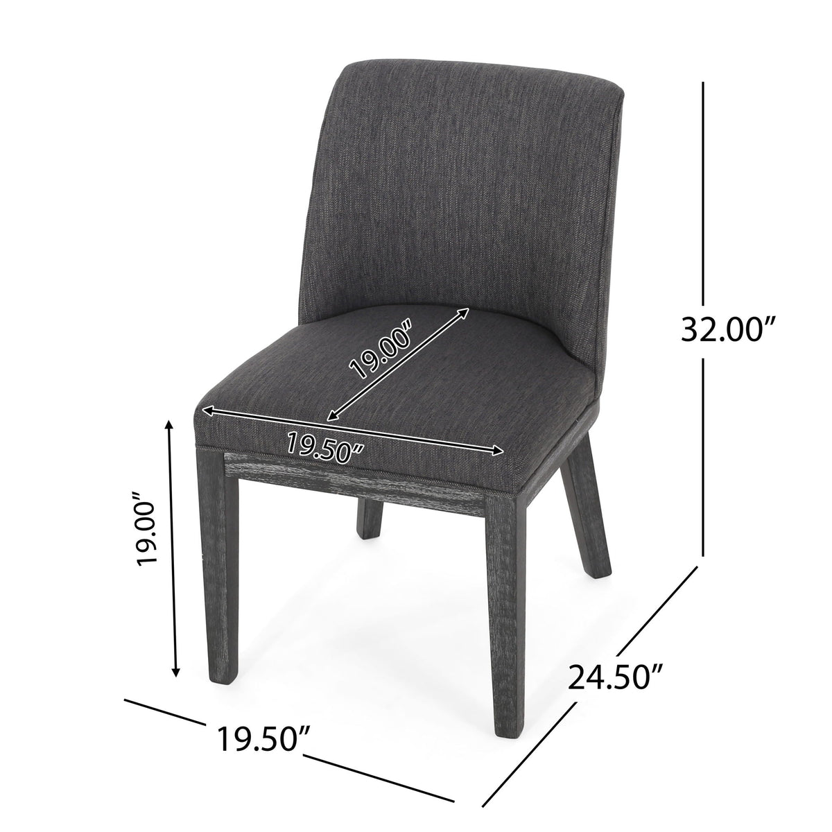 Modern dining chair set (2) in dark gray fabric with wooden frame by HouseOfZazla on Tampa Home & Garden Store