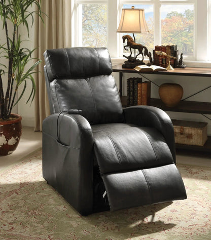 Ricardo Power Motion Recliner & Lift Chair black leather with remote on arm in lounge on Tampa Home & Garden Store