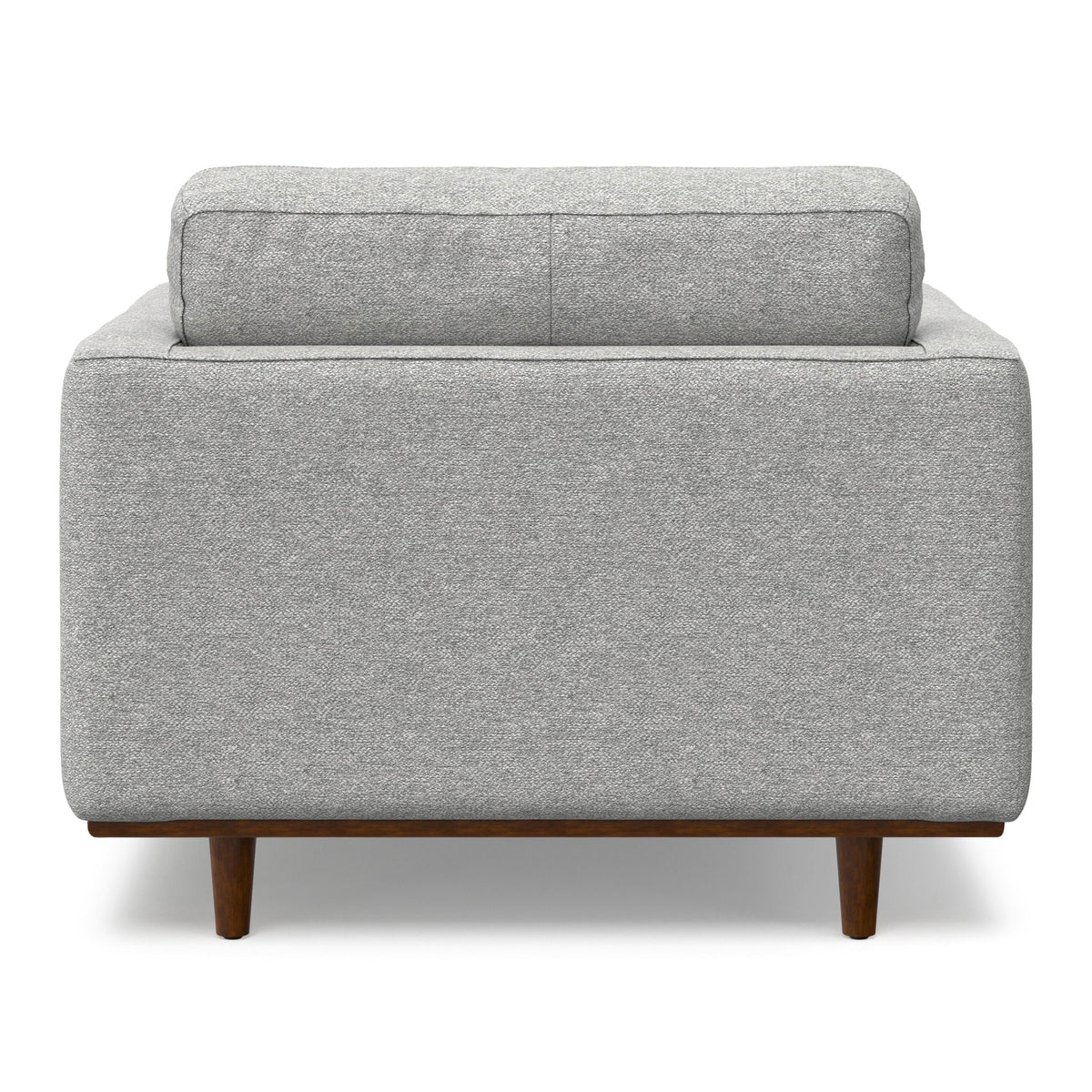 Wide arm chair in gray fabric with removable cushions and wooden legs HouseOfZazla on Tampa Home & Garden Store