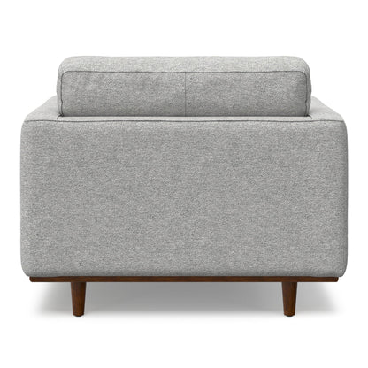 Wide arm chair in gray fabric with removable cushions and wooden legs HouseOfZazla on Tampa Home & Garden Store