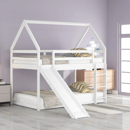 House Shape Bunk Bed with Slide and Ladder, white finish, Unique Piece Furniture on Tampa Home & Garden Store