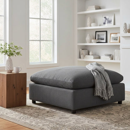 Chelsea upholstered ottomans set of 2 in dark gray fabric with removable covers on Tampa Home & Garden Store